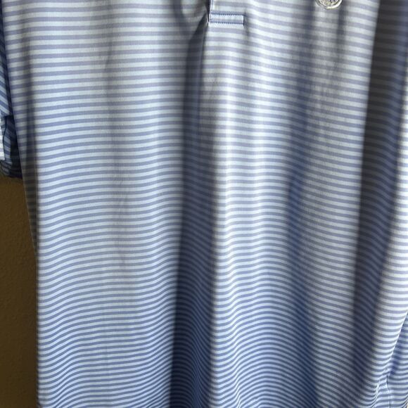 Peter Millar Summer Comfort Men's Medium Blue Striped Short Sleeve LR Logo - Picture 3 of 12